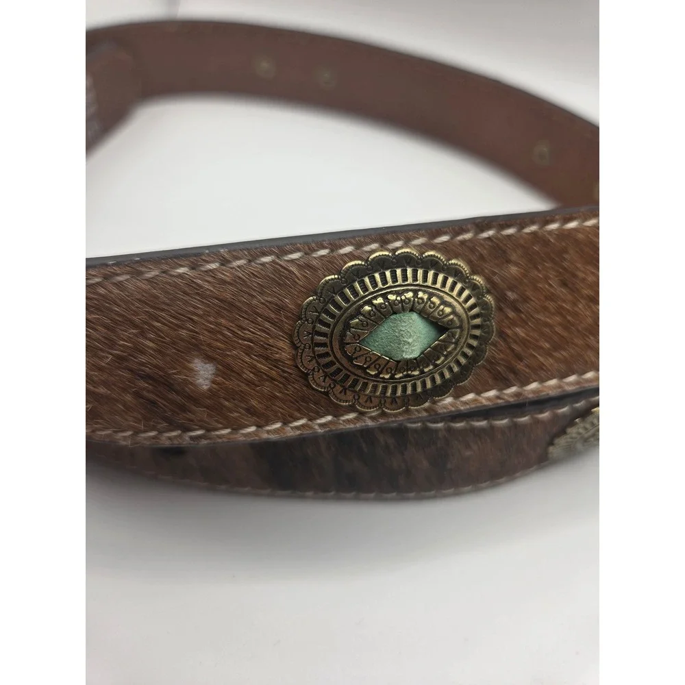 Shyanne Calf Hair Belt Womens Large Brown Concho Western Cowgirl Boho Rodeo